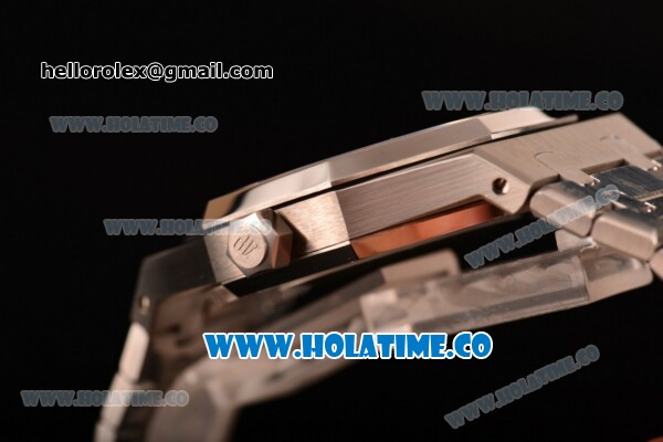 Audemars Piguet Royal Oak 41MM Clone AP Calibre 3120 Automatic Steel Case/Bracelet with White Dial Diamonds Bezel - Stick Markers (EF) - Click Image to Close